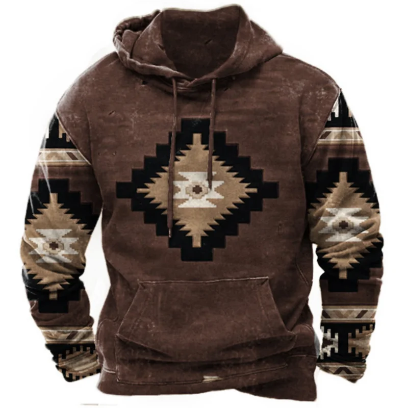 Vintage Native Indian-Inspired Harajuku Hoodie Sweatshirt for Men - ALOE WINGS STORE