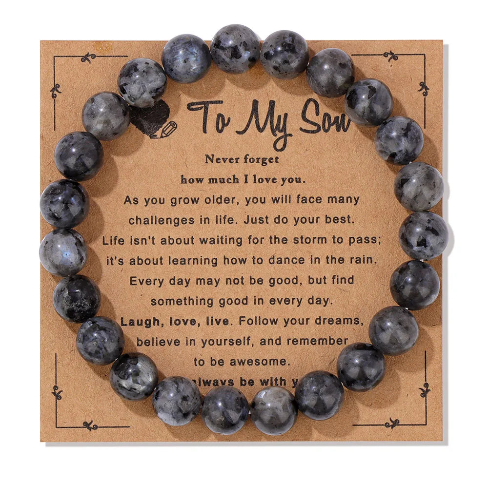 Natural Stone Bead Bracelet With Information Card SELECTION-ALOE WINGS STORE