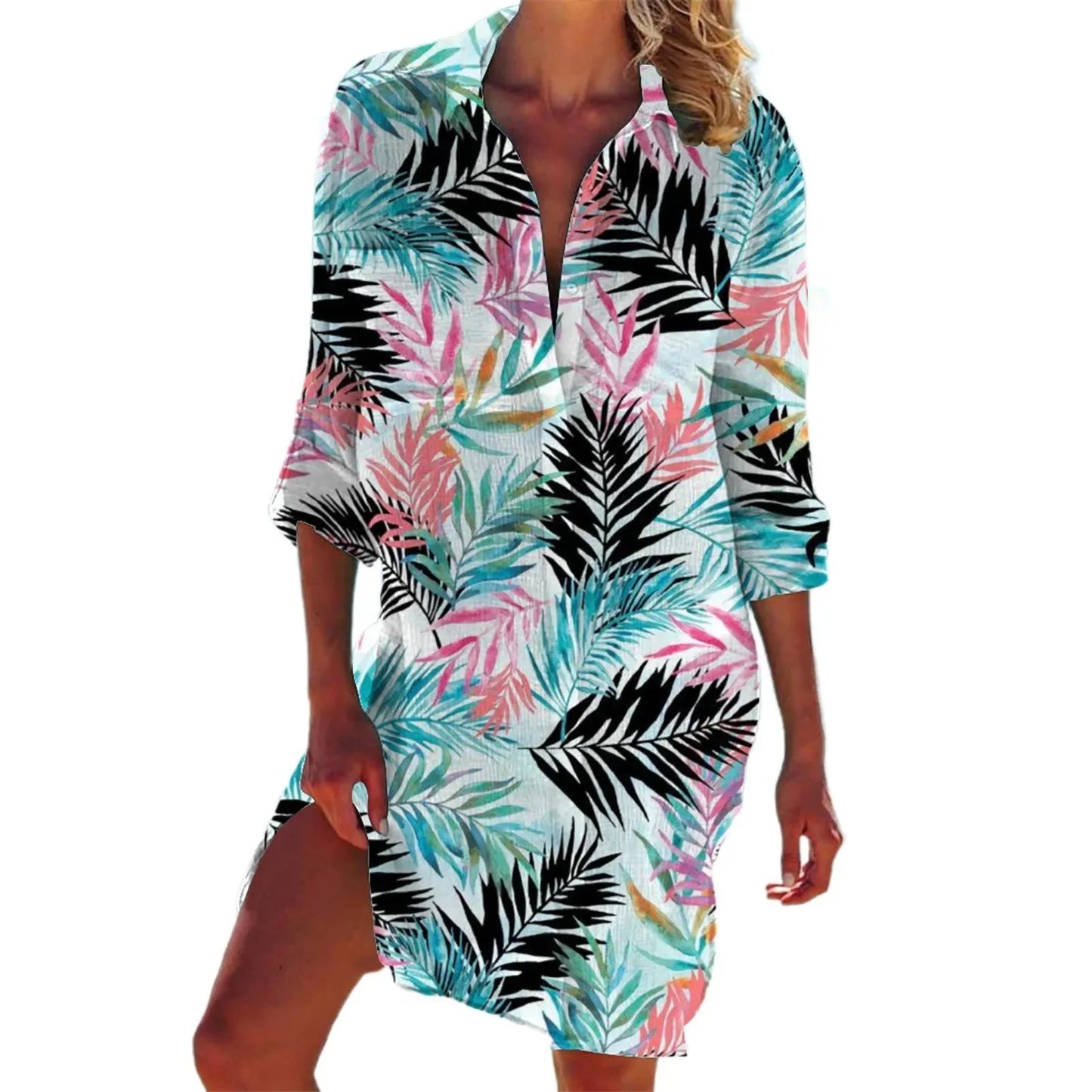 1.Boho Style Summer Cover-Up – Women's Tropical Print Beach Blouse Selection