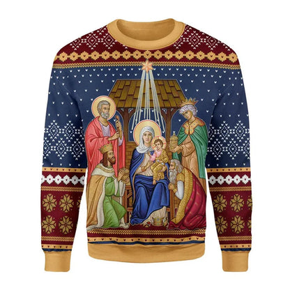 2.Retro Christian 3D Printed Sweatshirt for Men – Faith Streetwear Pullover with Religious Art, O-Neck Knit Sweater for Daily Wear – Plus Size XS-6XL