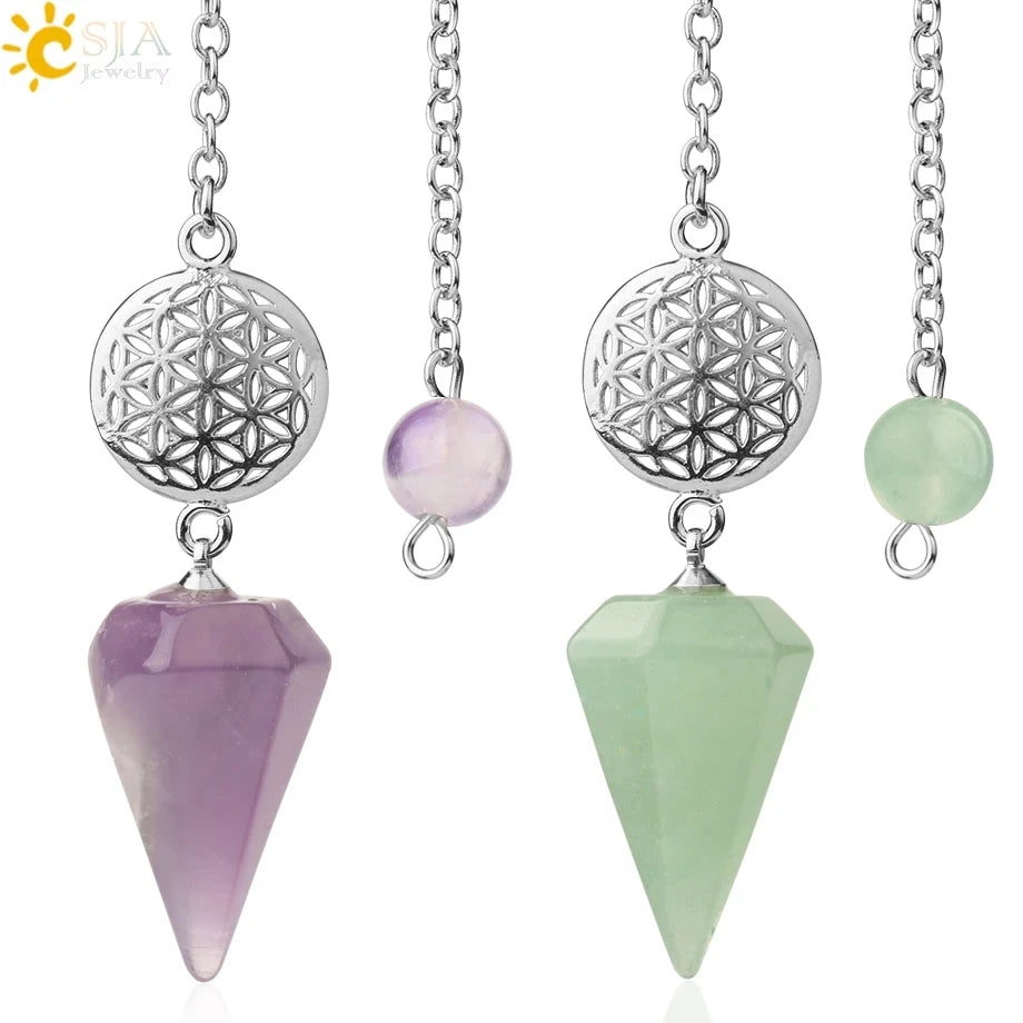 Natural Gemstones Spiritual Flower Pendulum / Pendant SELECTION - ALOE WINGS STORE