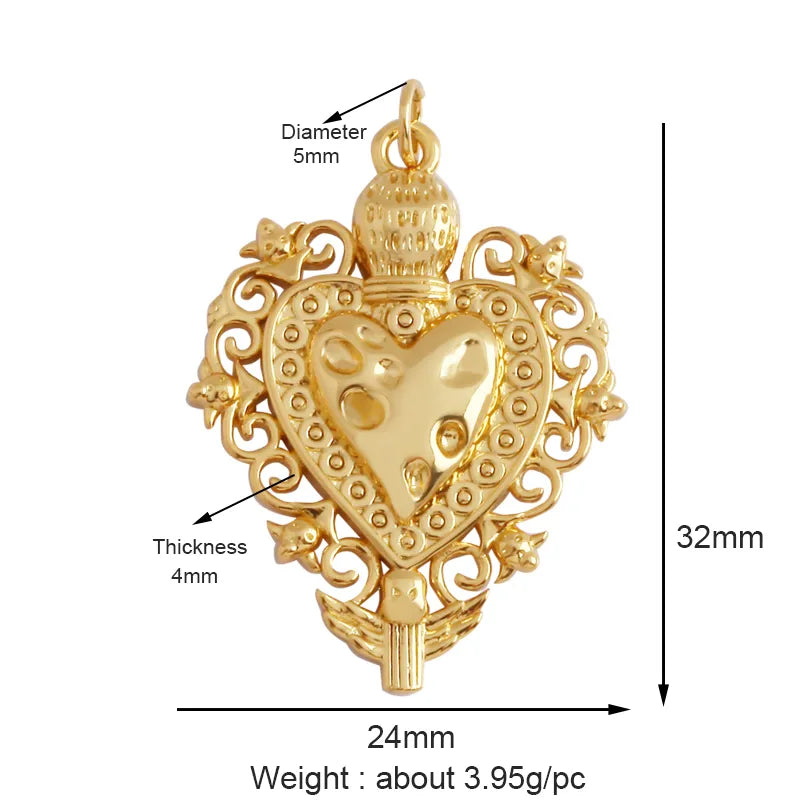 Sacred Red Love Heart Charm 18K Real Gold Plated Pendant - ALOE WINGS STORE