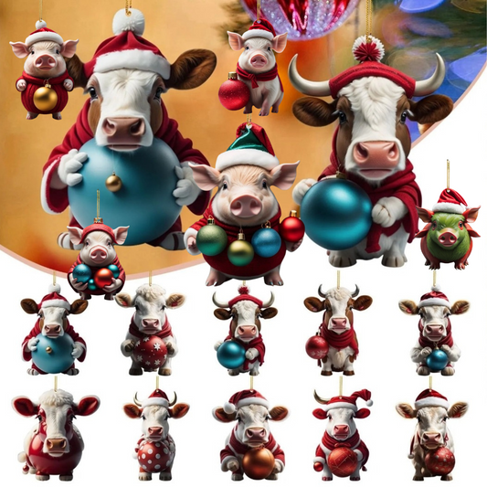 Funny Animals (Cows & Pigs) Christmas Tree Hanging Ornaments Selection - ALOE WINGS STORE