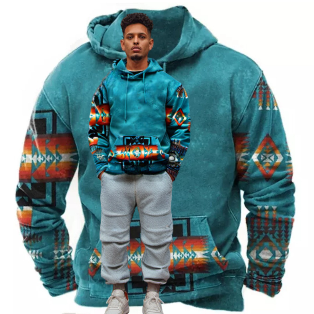 Vintage Native Indian-Inspired Harajuku Hoodie Sweatshirt for Men - ALOE WINGS STORE