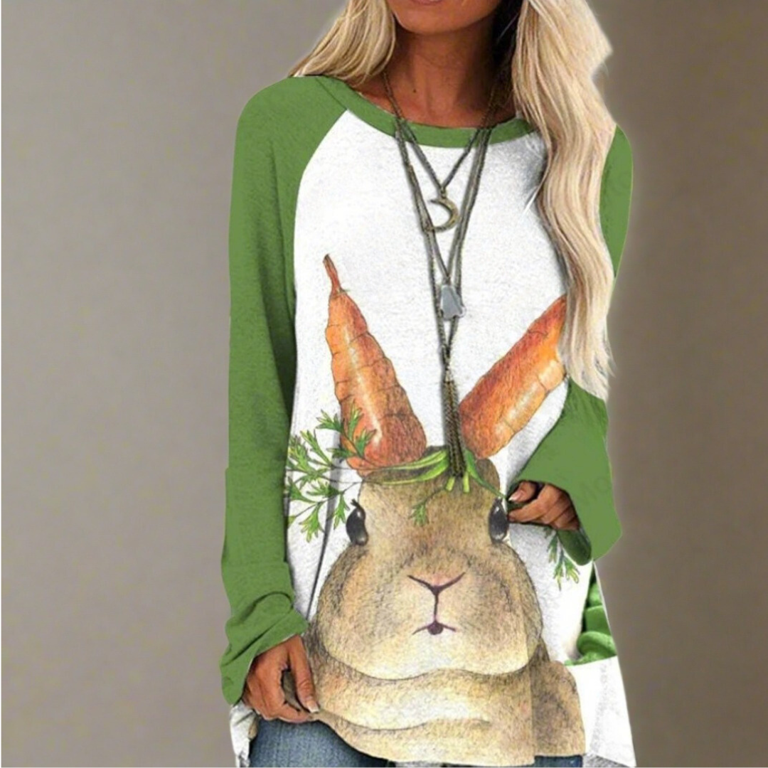 Kawaii Anime Cat & Rabbit 3D Print Long Sleeve Tunic Top for Women - ALOE WINGS STORE