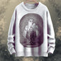 Vintage Ghost Portrait 3D Halloween Sweatshirt – Casual Autumn Pullover