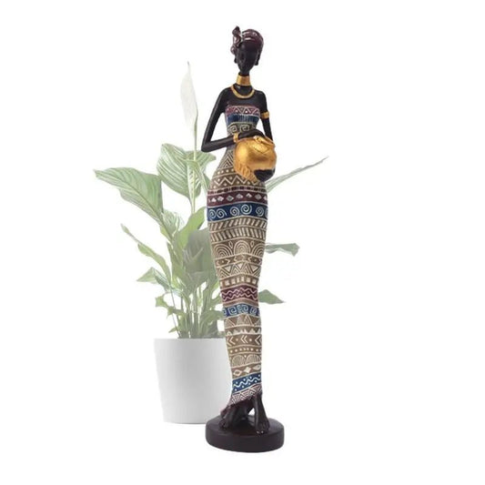African Woman's Shiny Bowl Figurine [SELECTION]-ALOE WINGS STORE
