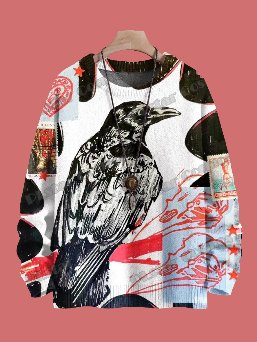 Halloween Raven and Floral 3D Printed Knitted Sweater SELECTION – Unisex  Casual Pullover - Ltd Time Only! - ALOE WINGS STORE