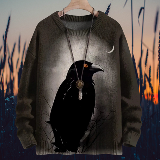 Halloween Raven and Floral 3D Printed Knitted Sweater SELECTION – Unisex  Casual Pullover - Ltd Time Only! - ALOE WINGS STORE