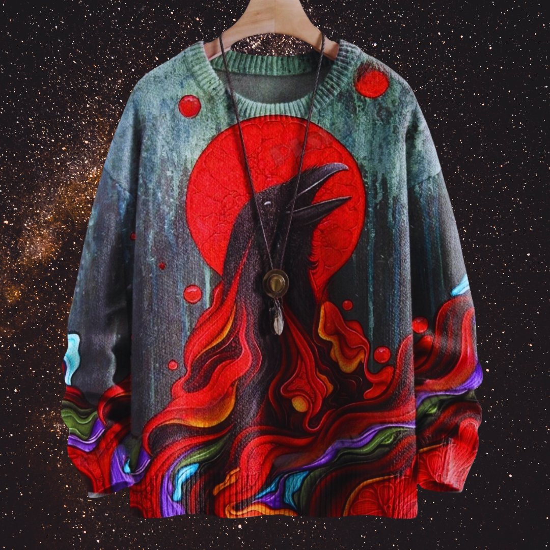 Halloween Raven and Floral 3D Printed Knitted Sweater SELECTION – Unisex  Casual Pullover - Ltd Time Only! - ALOE WINGS STORE