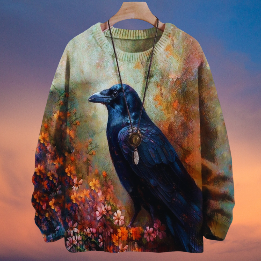 Halloween Raven and Floral 3D Printed Knitted Sweater SELECTION – Unisex  Casual Pullover - Ltd Time Only! - ALOE WINGS STORE