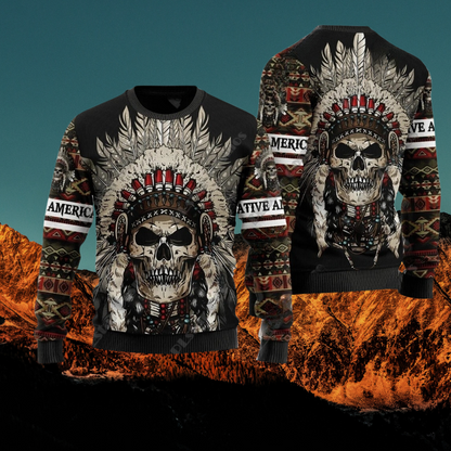 Native Indian Wolf Feather Dream Catcher Art Design Unisex Ugly Sweater (Short to Plus-Size) selection - ALOE WINGS STORE