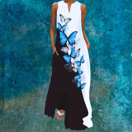 Sleeveless Maxi Dress Collection with Stylish Patterns and Pockets - ALOE WINGS STORE
