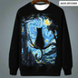 Night Sky Cat Abstract Art Plus Size Included Sweatshirt [SELECTION] - Ltd Time Only! - ALOE WINGS STORE