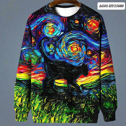 Night Sky Cat Abstract Art Plus Size Included Sweatshirt [SELECTION] - Ltd Time Only! - ALOE WINGS STORE