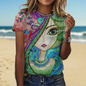 1.Women’s Abstract Art O-Neck T-Shirts – Cute Summer Style - ALOE WINGS STORE