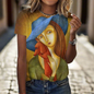 2.Women’s Abstract Art O-Neck T-Shirts – Cute Summer Style - ALOE WINGS STORE