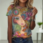 2.Women’s Abstract Art O-Neck T-Shirts – Cute Summer Style - ALOE WINGS STORE