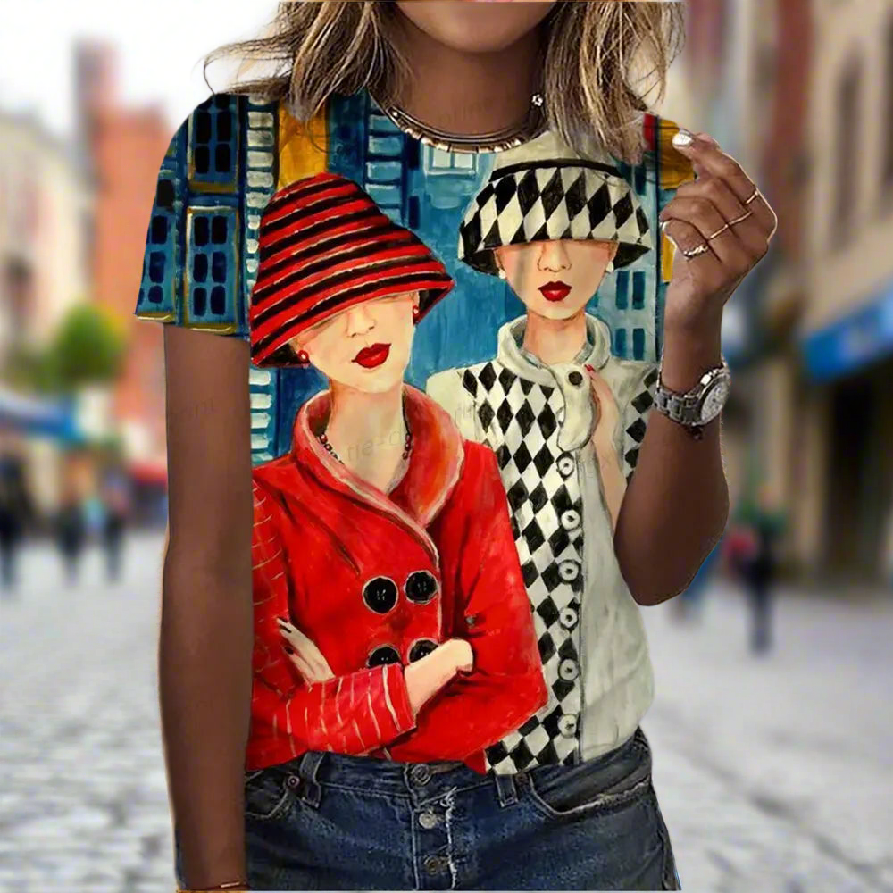 2.Women’s Abstract Art O-Neck T-Shirts – Cute Summer Style - ALOE WINGS STORE