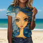 2.Women’s Abstract Art O-Neck T-Shirts – Cute Summer Style - ALOE WINGS STORE