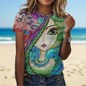 2.Women’s Abstract Art O-Neck T-Shirts – Cute Summer Style - ALOE WINGS STORE