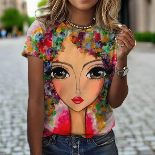 🤩3.Women’s Abstract Art O-Neck T-Shirts – Cute Summer Style - ALOE WINGS STORE