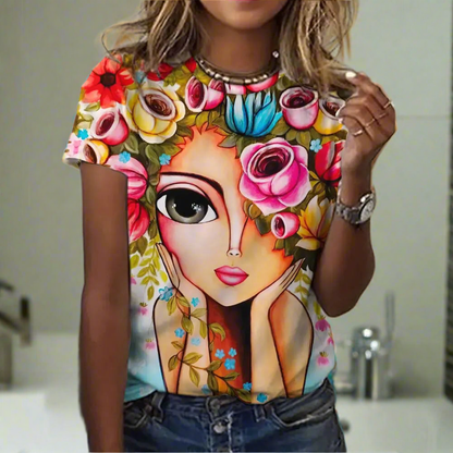 🤩3.Women’s Abstract Art O-Neck T-Shirts – Cute Summer Style - ALOE WINGS STORE