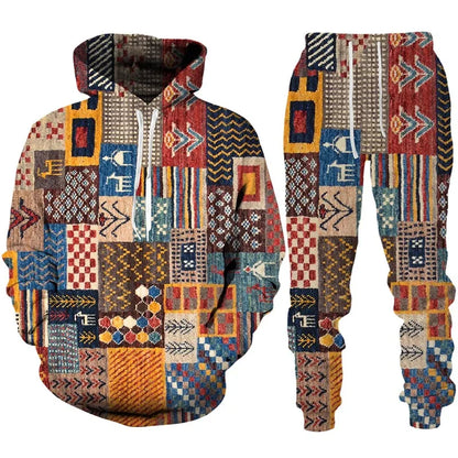 Ethnic Patterns 3D Print Tracksuit – Stylish Unisex Hoodie & Trousers Set [SELECTION] - ALOE WINGS STORE