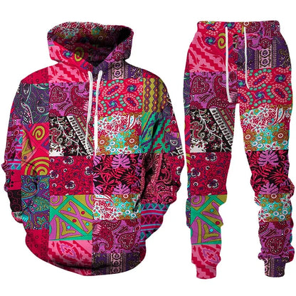 Ethnic Patterns 3D Print Tracksuit – Stylish Unisex Hoodie & Trousers Set [SELECTION] - ALOE WINGS STORE