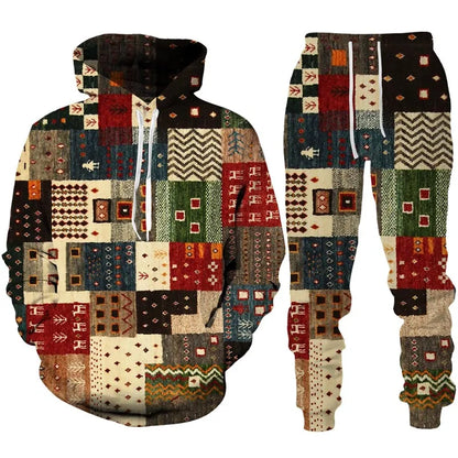 Ethnic Patterns 3D Print Tracksuit – Stylish Unisex Hoodie & Trousers Set [SELECTION] - ALOE WINGS STORE