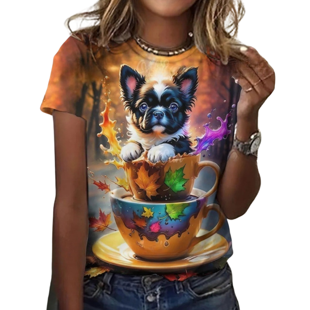 Women's Fashion Cute Dog Print Harajuku Style Kawaii T-Shirt SELECTION - ALOE WINGS STORE