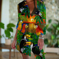 1.Women's Summer Hawaiian Parrot 3D Print Blouse – Long Sleeve Mid-Length Button-Up Beach Shirt with Pockets - ALOE WINGS STORE