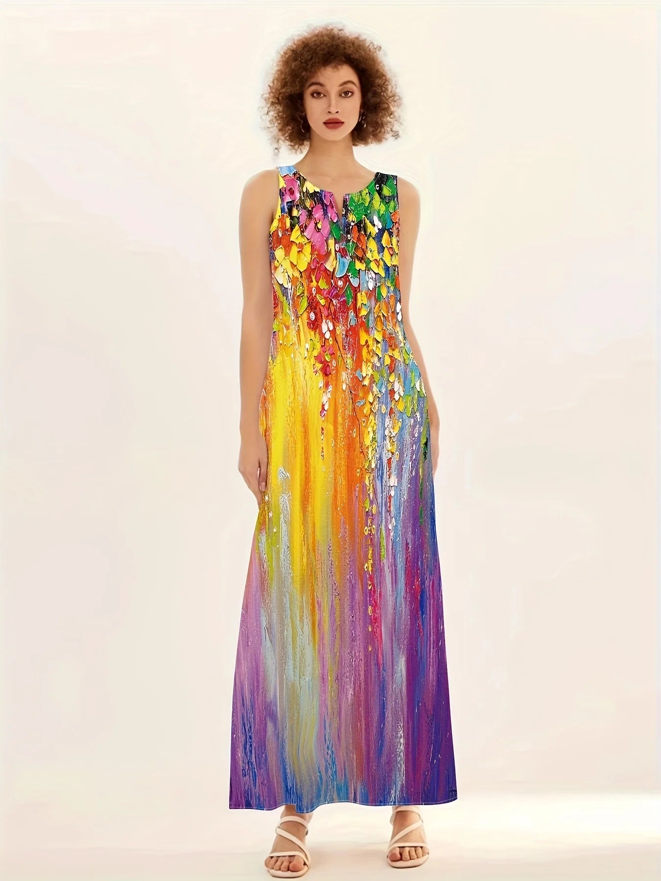 1.Bohemian Maxi Dresses for Women with Pockets Loose Summer Clothing Printed Ankle-Length A-Line Dresses - ALOE WINGS STORE