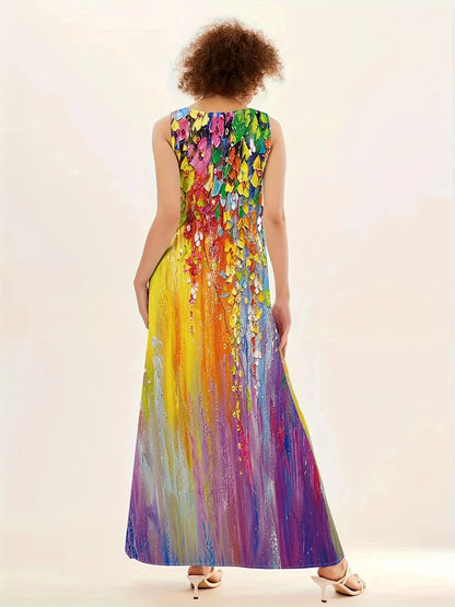 1.Bohemian Maxi Dresses for Women with Pockets Loose Summer Clothing Printed Ankle-Length A-Line Dresses - ALOE WINGS STORE