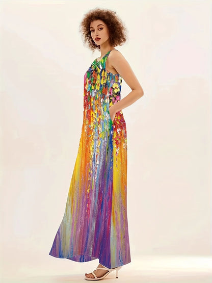 1.Bohemian Maxi Dresses for Women with Pockets Loose Summer Clothing Printed Ankle-Length A-Line Dresses - ALOE WINGS STORE