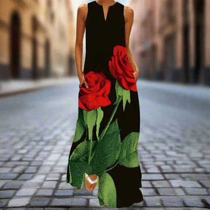 2.Bohemian Maxi Dresses for Women with Pockets Loose Summer Clothing Printed Ankle-Length A-Line Dresses - ALOE WINGS STORE