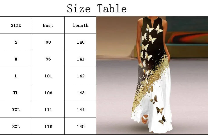 Summer Fashion V-Neck Sleeveless Maxi Dress with Cute Cartoon Cat Print & Pockets Collection - ALOE WINGS STORE
