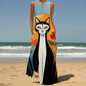 Summer Fashion V-Neck Sleeveless Maxi Dress with Cute Cartoon Cat Print & Pockets Collection - ALOE WINGS STORE