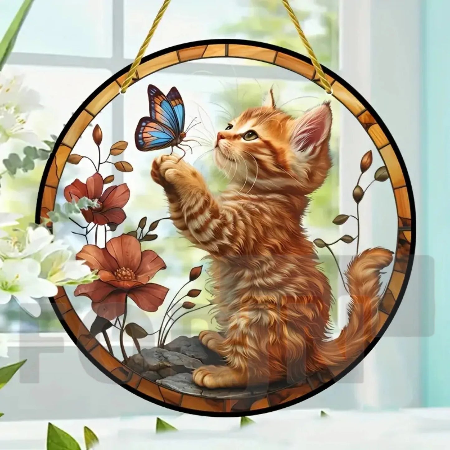 Lovely Translucent Cat Sun Catcher – Round Acrylic Hanging Decor for Porch, Door, Home, Garden, or Yard – Ideal Gift - ALOE WINGS STORE