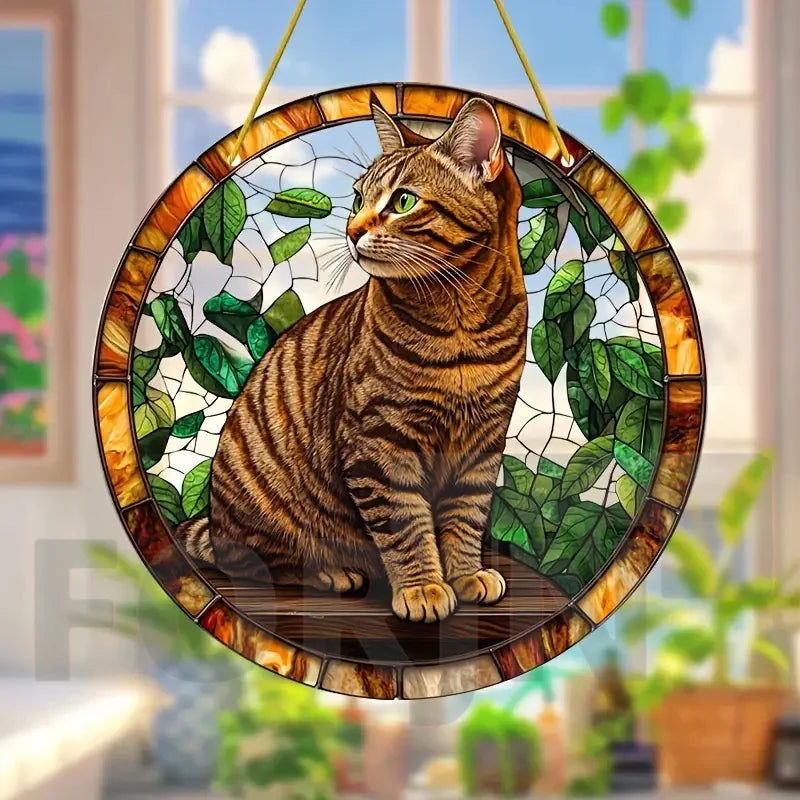 Lovely Translucent Cat Sun Catcher – Round Acrylic Hanging Decor for Porch, Door, Home, Garden, or Yard – Ideal Gift - ALOE WINGS STORE