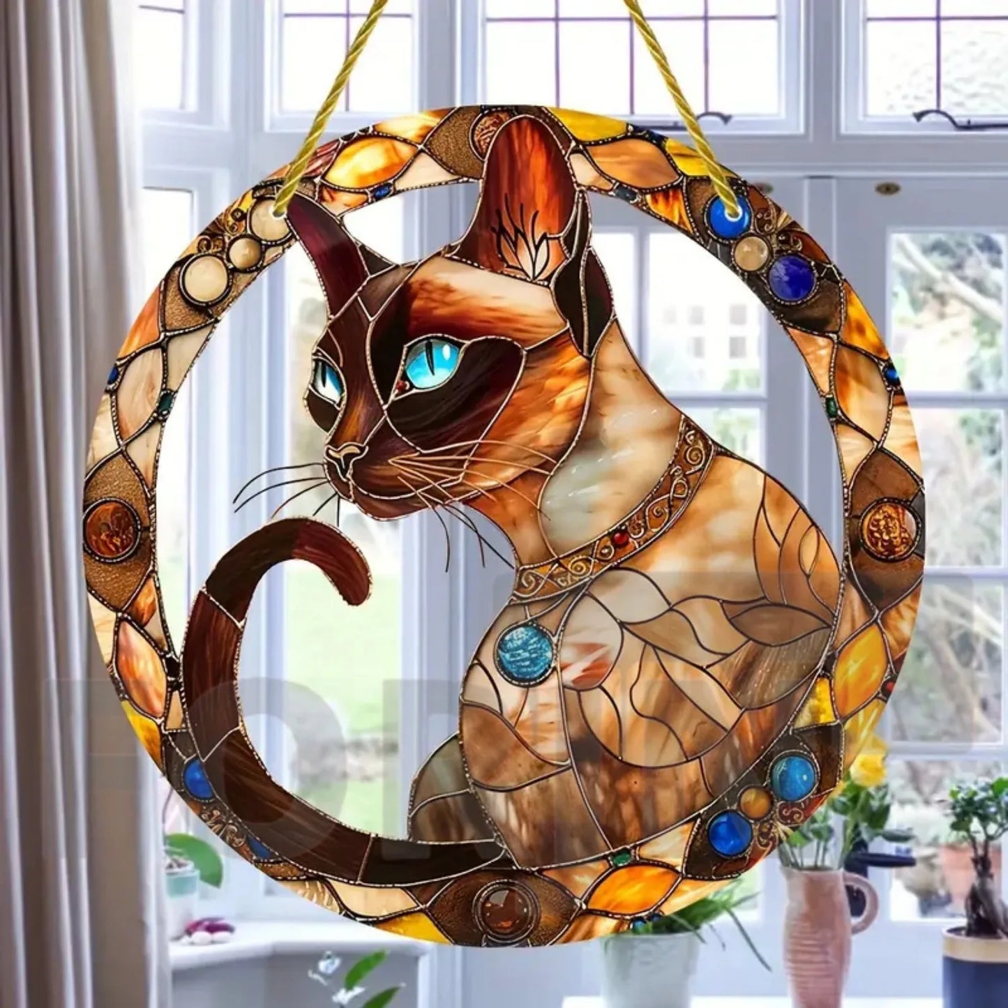 Lovely Translucent Cat Sun Catcher – Round Acrylic Hanging Decor for Porch, Door, Home, Garden, or Yard – Ideal Gift - ALOE WINGS STORE