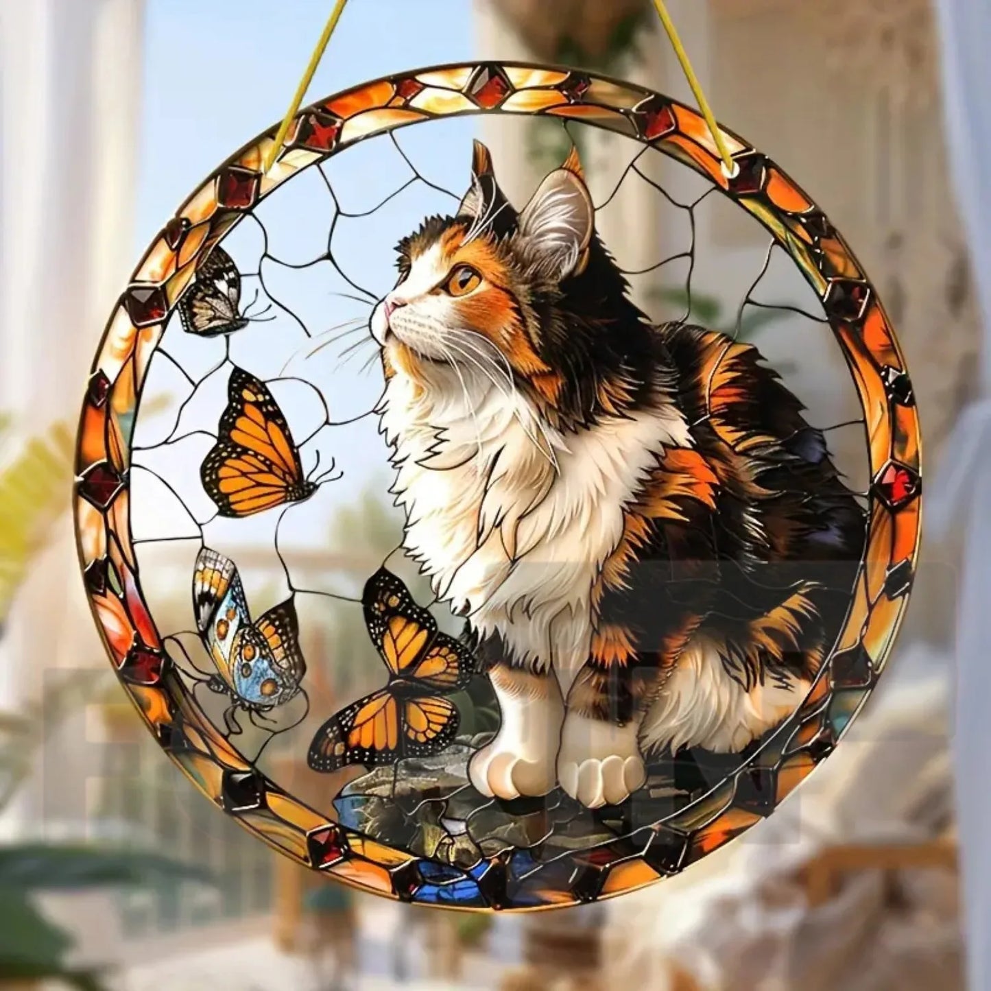 Lovely Translucent Cat Sun Catcher – Round Acrylic Hanging Decor for Porch, Door, Home, Garden, or Yard – Ideal Gift - ALOE WINGS STORE