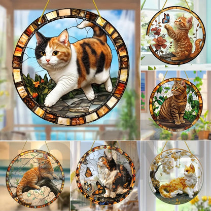 Lovely Translucent Cat Sun Catcher – Round Acrylic Hanging Decor for Porch, Door, Home, Garden, or Yard – Ideal Gift - ALOE WINGS STORE