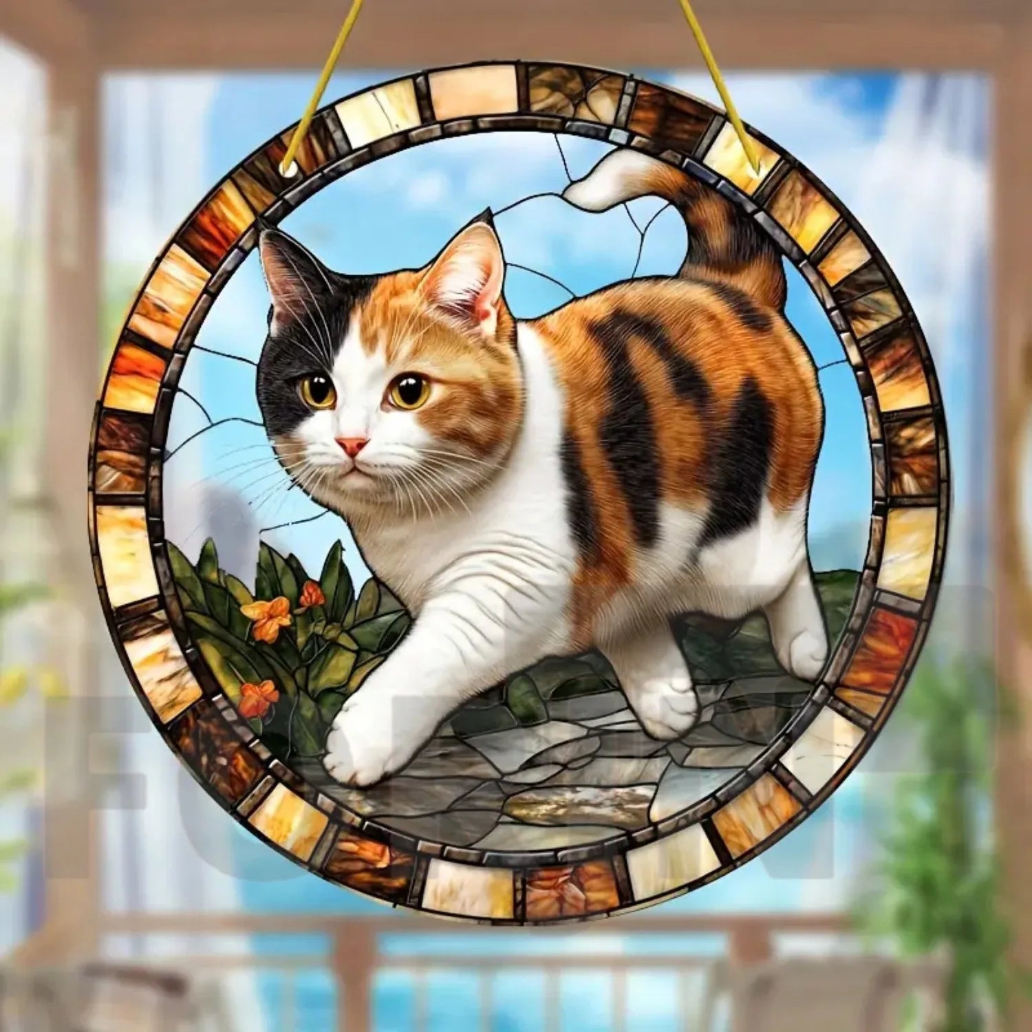Lovely Translucent Cat Sun Catcher – Round Acrylic Hanging Decor for Porch, Door, Home, Garden, or Yard – Ideal Gift - ALOE WINGS STORE