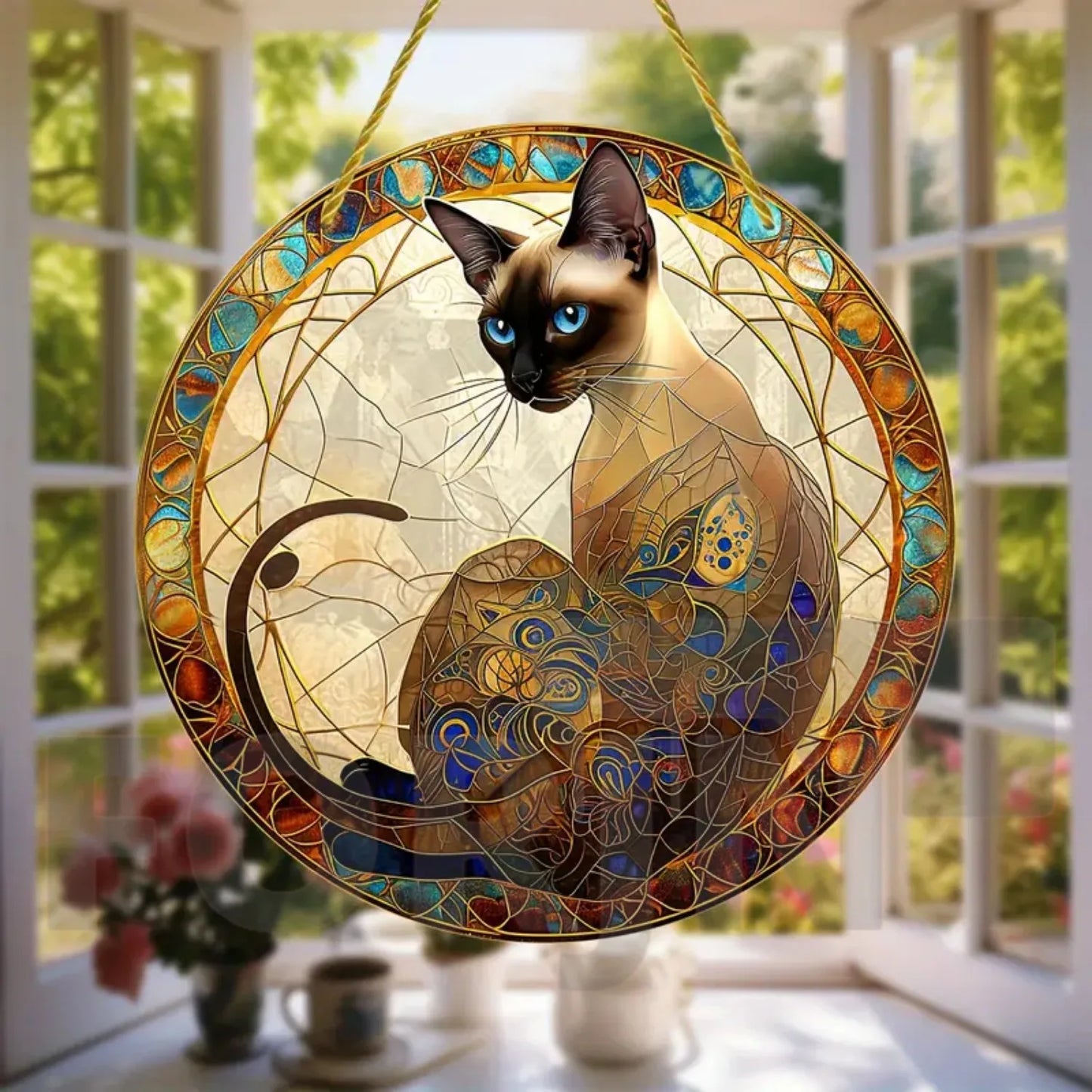 Lovely Translucent Cat Sun Catcher – Round Acrylic Hanging Decor for Porch, Door, Home, Garden, or Yard – Ideal Gift - ALOE WINGS STORE