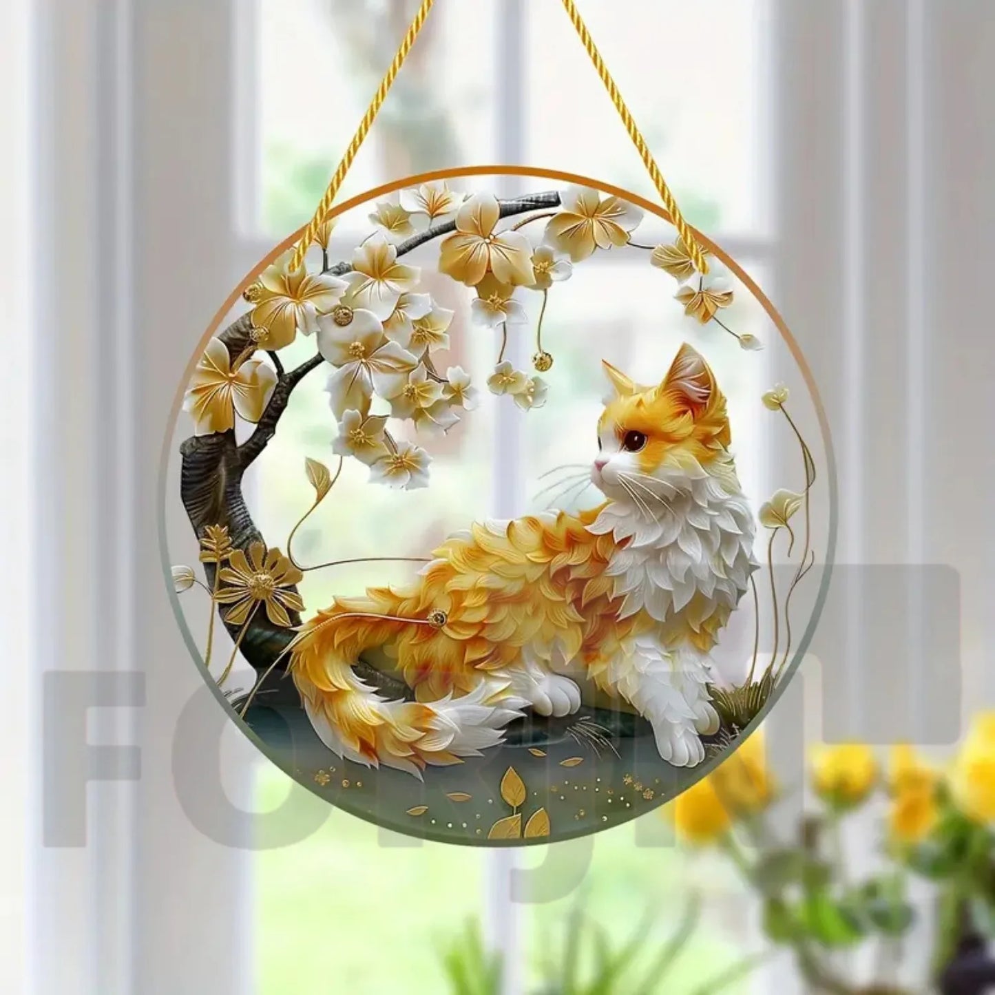 Lovely Translucent Cat Sun Catcher – Round Acrylic Hanging Decor for Porch, Door, Home, Garden, or Yard – Ideal Gift - ALOE WINGS STORE