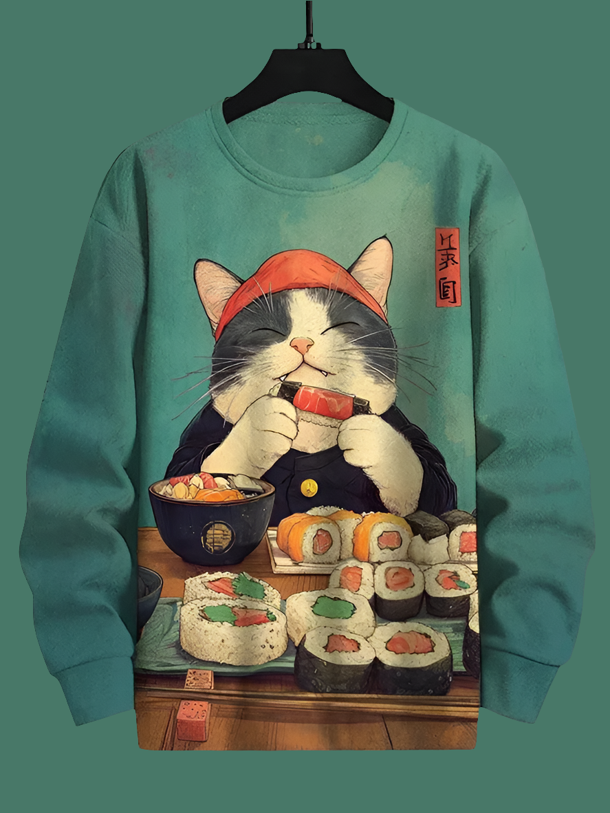 Cat Printed Japanese Art Prints Casual Sweatshirt Collection - ALOE WINGS STORE