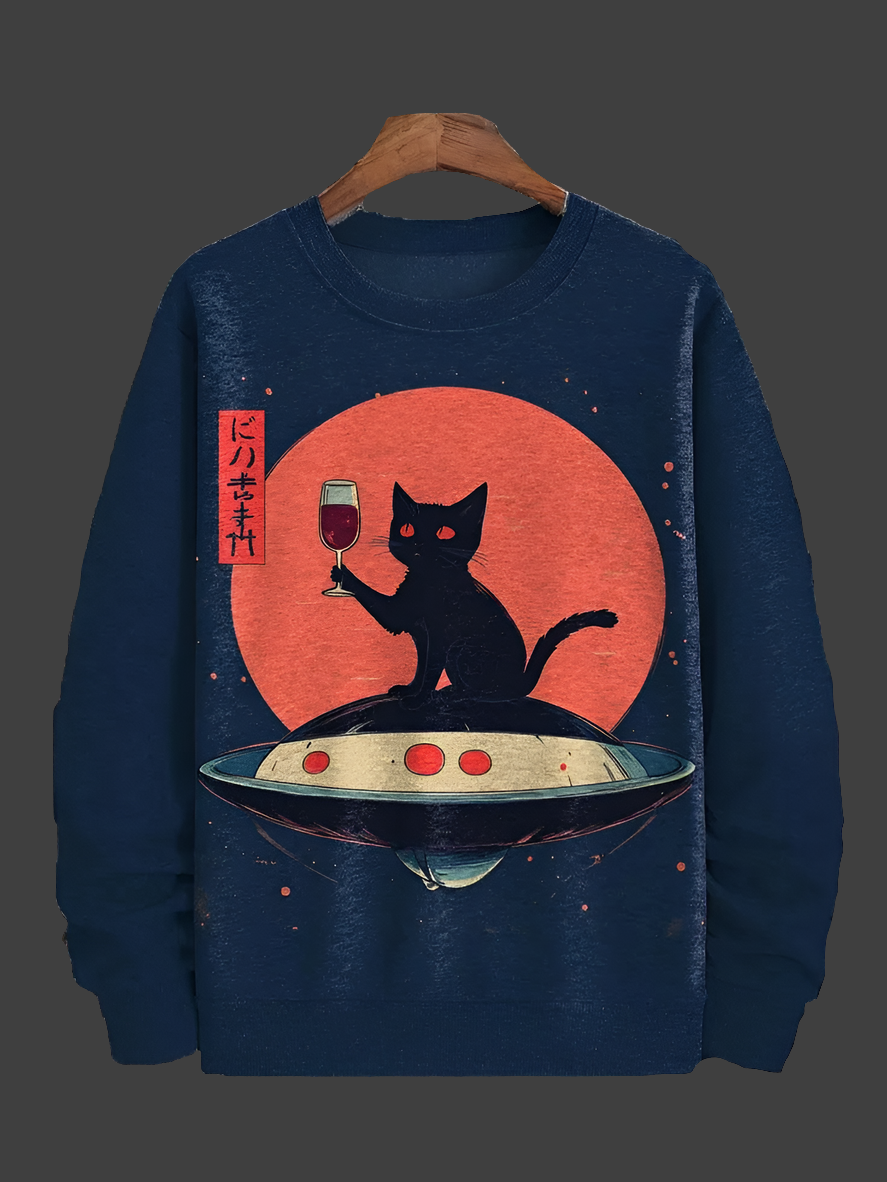 Cat Printed Japanese Art Prints Casual Sweatshirt Collection - ALOE WINGS STORE