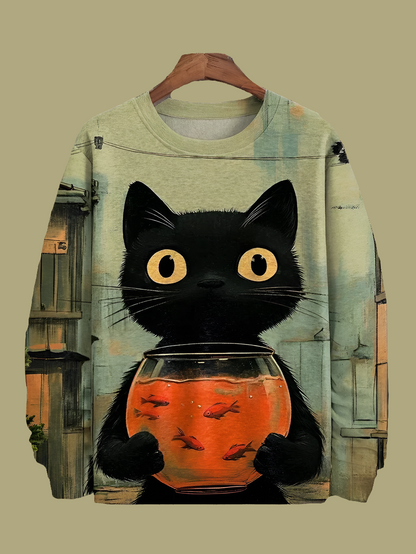 Cat Printed Japanese Art Prints Casual Sweatshirt Collection - ALOE WINGS STORE
