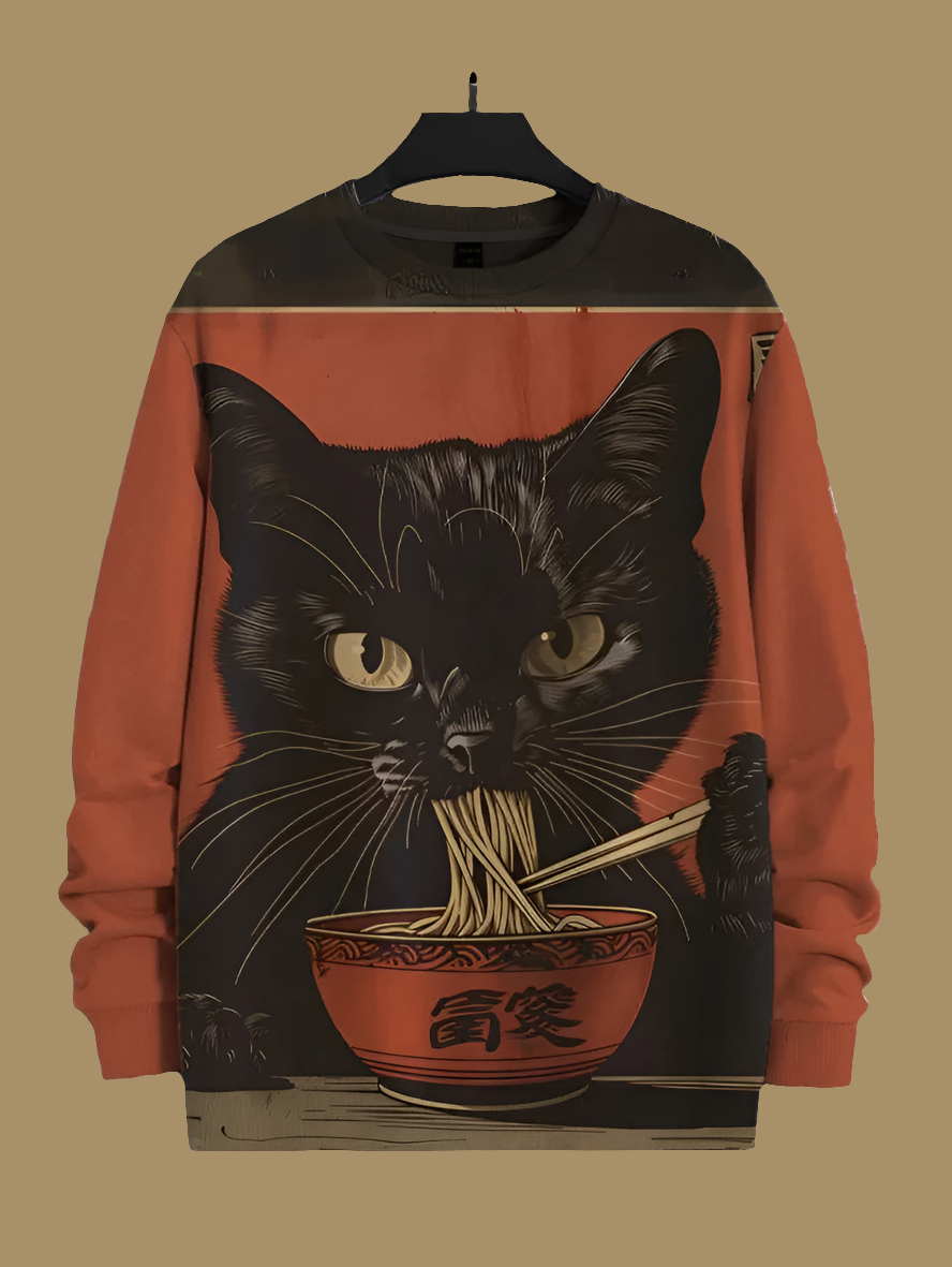 Cat Printed Japanese Art Prints Casual Sweatshirt Collection - ALOE WINGS STORE